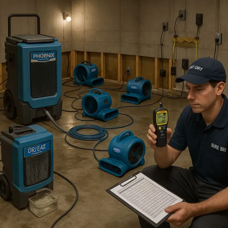 Structural Drying and Dehumidification process in Brunswick County, VA
